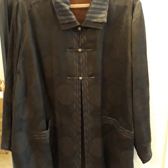 NEW Earthen Silk Lightweight Brown Pattern Jacket - Picture 6 of 7